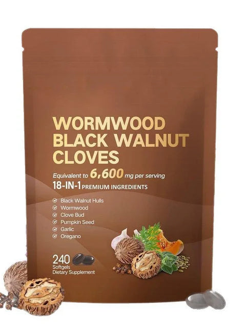 Wormwood Black Walnut & Clove Capsules – 6600mg, 18-in-1 Herbal Detox & Gut Cleanse, 240 Softgels