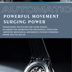 Automatic Watch Luminous Waterproof Silicone Strap Military Watches for Men RD-701