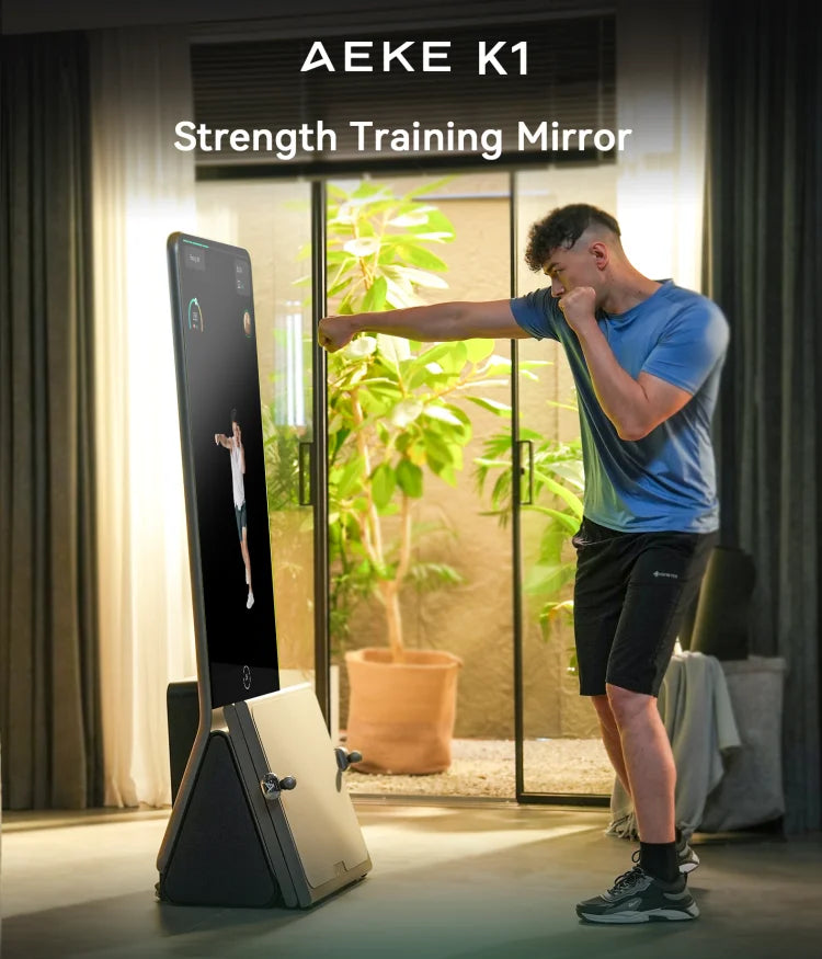 AEKE Integrated Wellness Design Statement 43" Smart Home Gym Fitness Mirror with Touch Screen Wi-Fi Connected Training