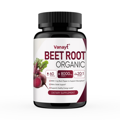 Organic Beetroot Capsules with Black Pepper – Nitric Oxide, Blood Circulation & Blood Pressure Support