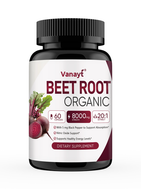 Organic Beetroot Capsules with Black Pepper – Nitric Oxide, Blood Circulation & Blood Pressure Support