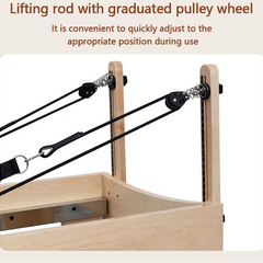 Foldable Pilates Reformer – Oak Wood & PU Leather, 228cm, SGS/CE/ISO Certified, Home & Studio Core Bed