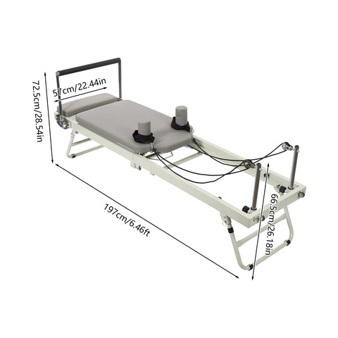 Foldable Pilates Reformer Machine – 264 lb Capacity, 2 Spring Tensions, 4 Foot Bar Positions, Home & Studio Use