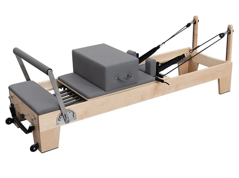 Foldable Pilates Reformer – Oak Wood & PU Leather, 228cm, SGS/CE/ISO Certified, Home & Studio Core Bed