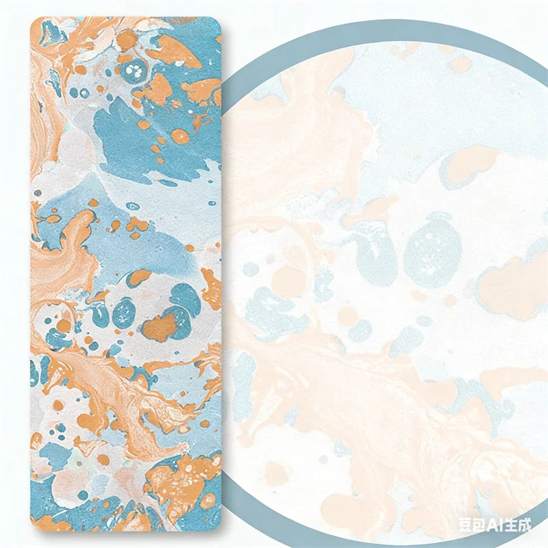 Suede Printed Natural Rubber Yoga Mat | 1.5mm Ultra-Thin, Non-Slip & Foldable for Travel & Studio