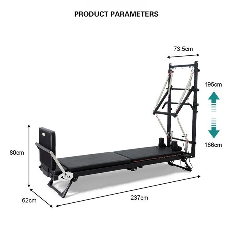 Foldable Pilates Reformer Bed – Aluminum Alloy & Stainless Steel, 440 lb Capacity, CE/SGS Certified, Home & Studio