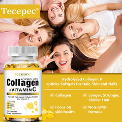 Hydrolyzed Collagen Supplement with Vitamin C & Biotin – Skin Elasticity, Hair, Nails & Bone Support