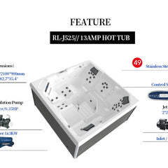 Freestanding Acrylic Hot Tub Spa – 3 Person Outdoor Jacuzzi with 35 Massage Jets & Balboa System