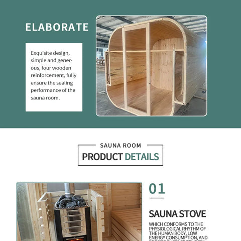 Outdoor Traditional Far Infrared Sauna Room | 4–10 Person | Home & Commercial