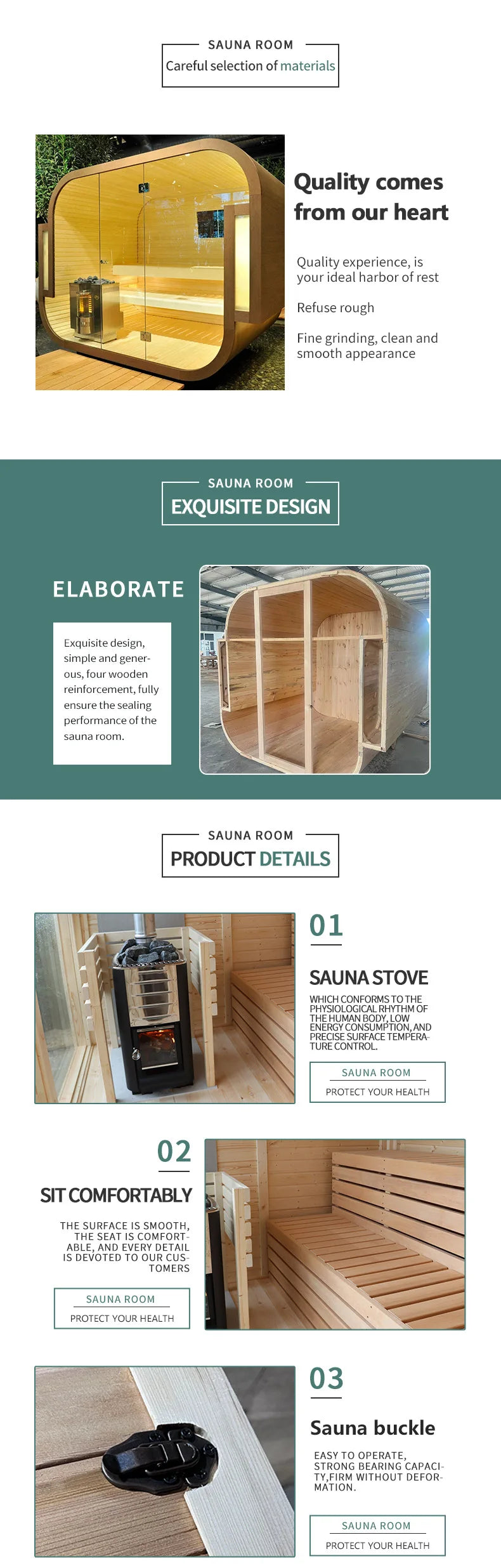 Outdoor Traditional Far Infrared Sauna Room | 4–10 Person | Home & Commercial