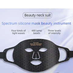 Led Red Light Therapy Facial Mask with Neck 4 Colors Silicone Infrared Red Light Therapy Face Mask for Skin Care Face Anti-aging