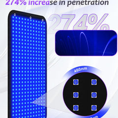 360-LED Dual Wavelength Tanning Lamp Mat | 460+490nm Blue Light Solarium Pad (100×60cm)