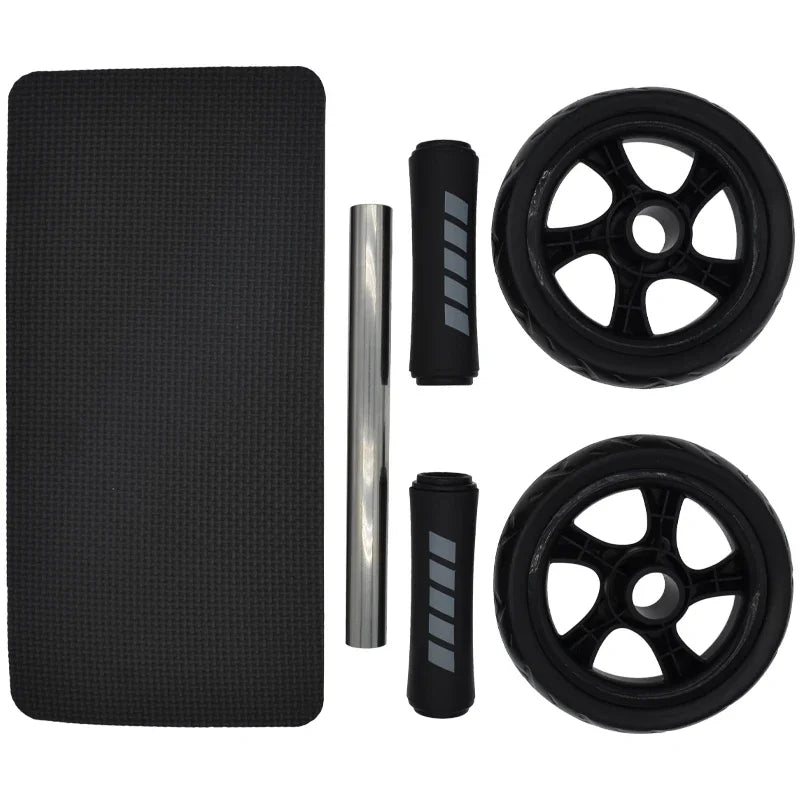 Double Wheel Ab Roller with Resistance Bands & Knee Pad – Core Strength Trainer for Home Gym