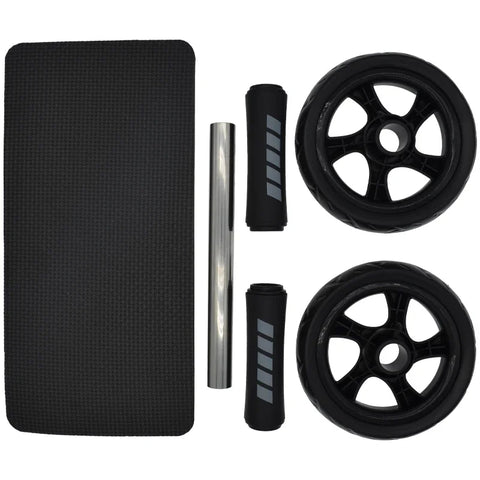 Double Wheel Ab Roller with Resistance Bands & Knee Pad | Core & Full Body Home Gym Trainer
