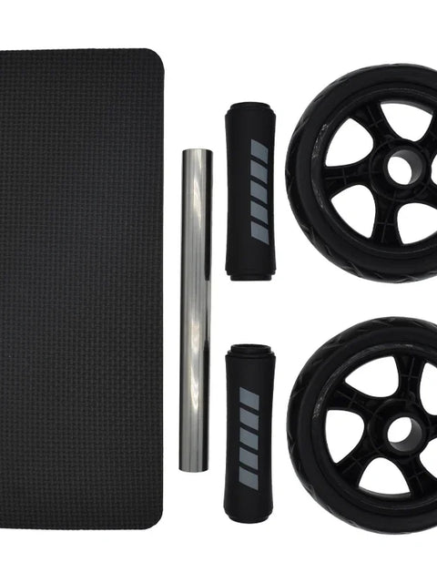 Double Wheel Ab Roller with Resistance Bands & Knee Pad | Core & Full Body Home Gym Trainer