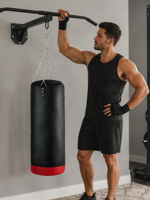 Wall-Mounted Pull-Up Bar with Boxing Bag Hanger – Heavy Duty Home Gym Rack | Cipher Athletics