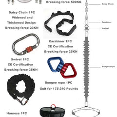 Bungee Dance Training Kit – Anti-Gravity 4D Resistance System with Harness, CE Swivel & Daisy Chain, 50/70/90kg