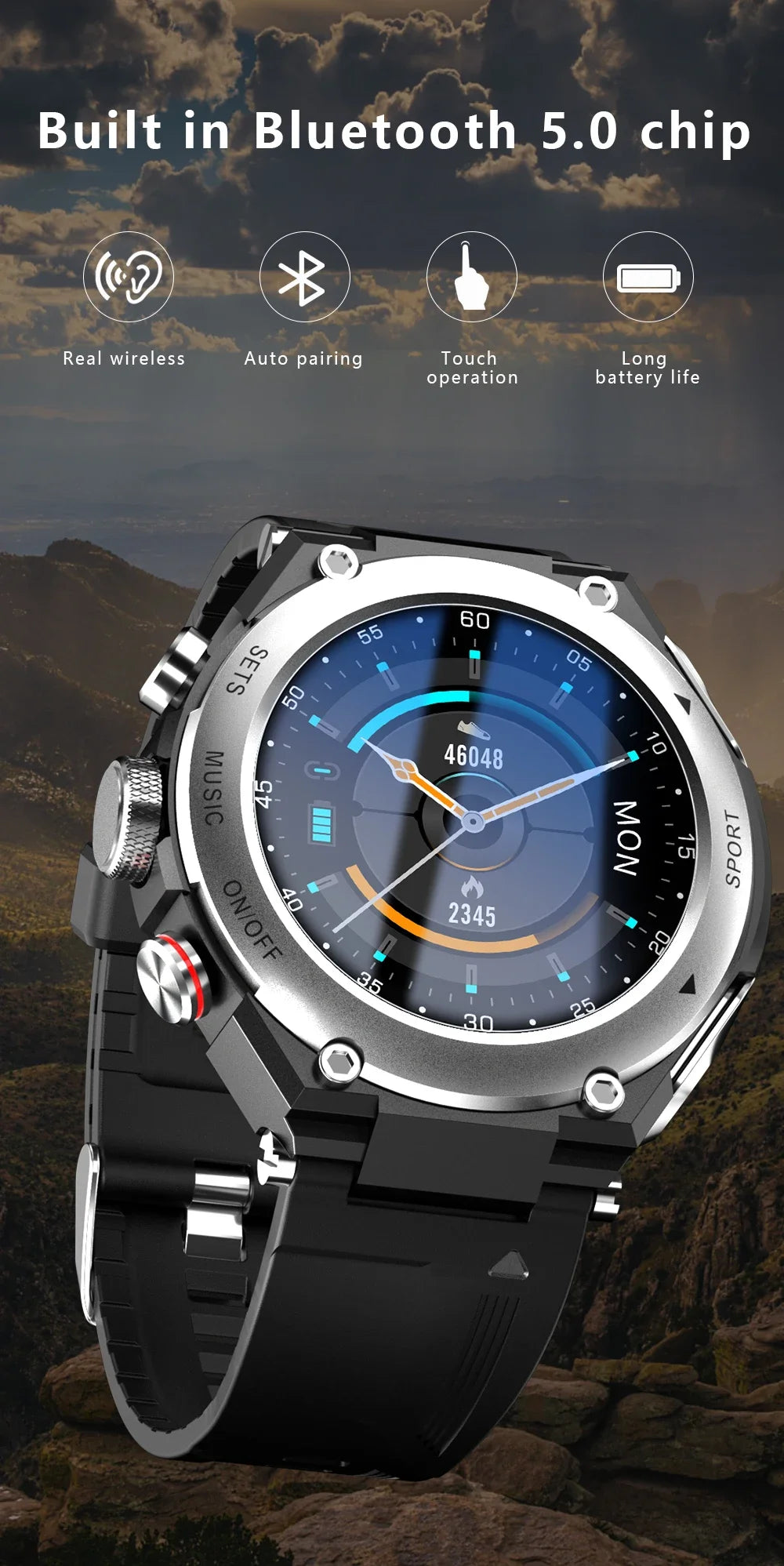 New T92 Smart Watch 2-in-1 TWS Bluetooth Headset Dial Call Local Music Heart Rate Blood Pressure