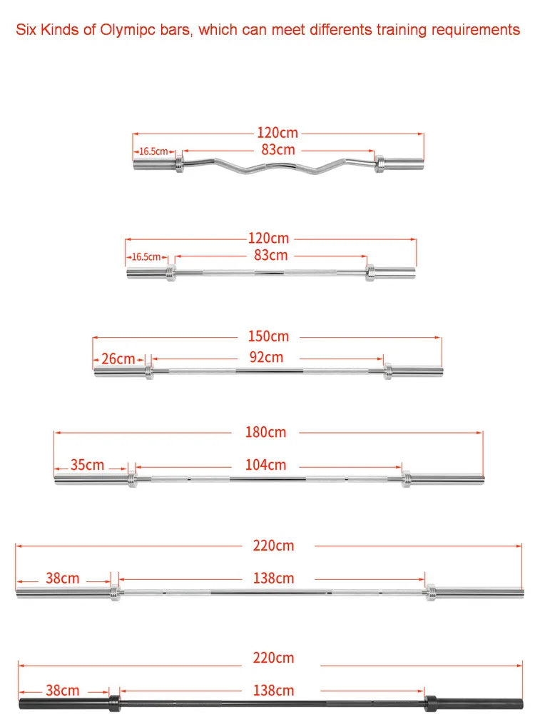 Steel Barbell Bar – 28mm Chrome, 10–20kg, Multiple Lengths for Bench Press, Squats & Weightlifting