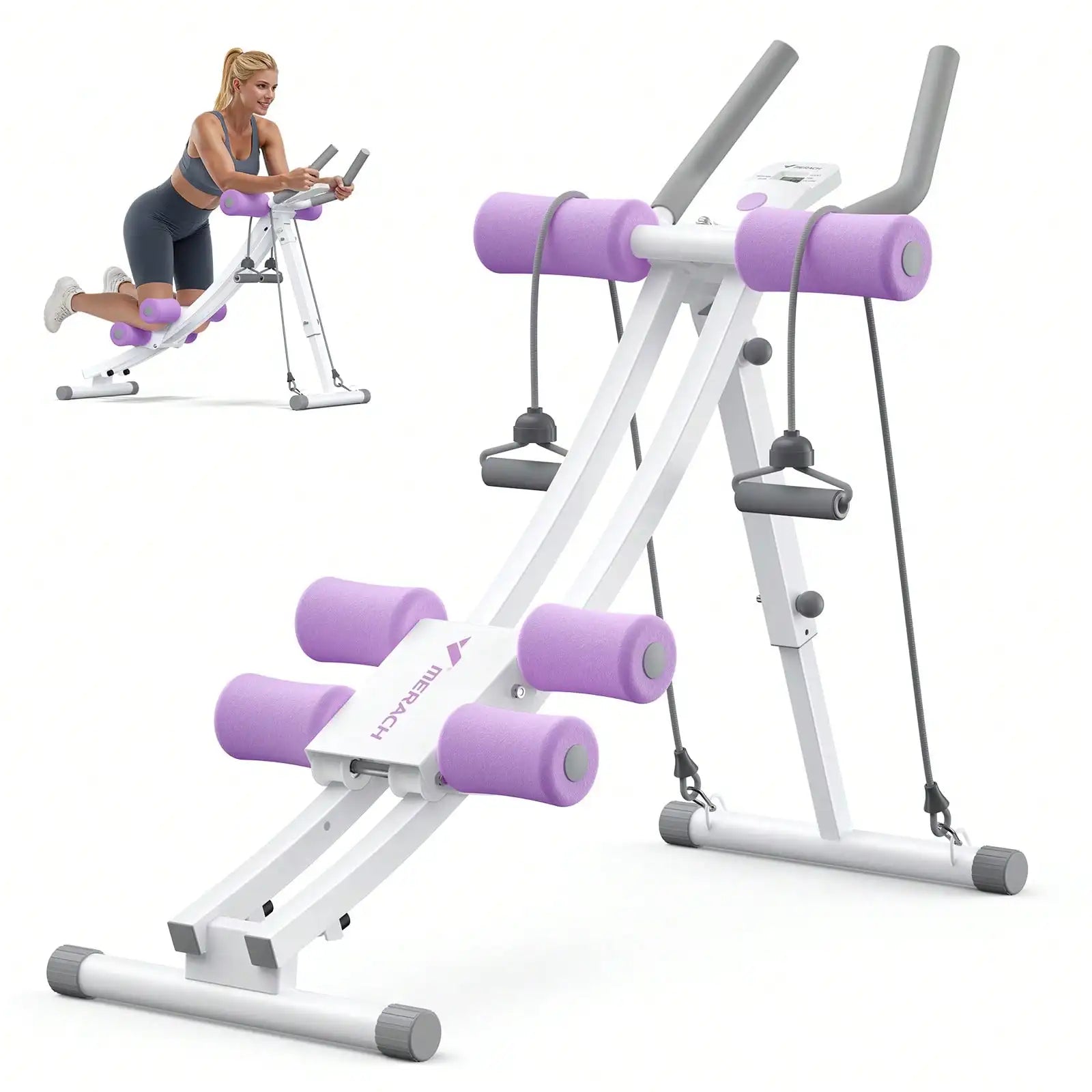 Foldable AB Trainer Machine – Adjustable Ergonomic Arc Track Ab Workout Equipment for Home Gym Full Body Exercise