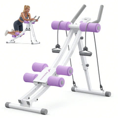 Foldable AB Trainer Machine – Adjustable Ergonomic Arc Track Ab Workout Equipment for Home Gym Full Body Exercise