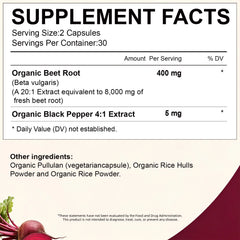 Organic Beetroot Capsules with Black Pepper – Nitric Oxide, Blood Circulation & Blood Pressure Support