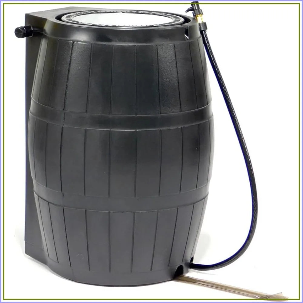 50 Gallon Rain Barrel with Flat Back & Spigots | Rainwater Collection for Garden