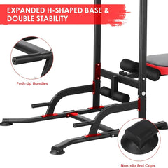 Multifunction Power Tower with Folding Bench & Pull Up Bar | 400 LBS | Home Gym