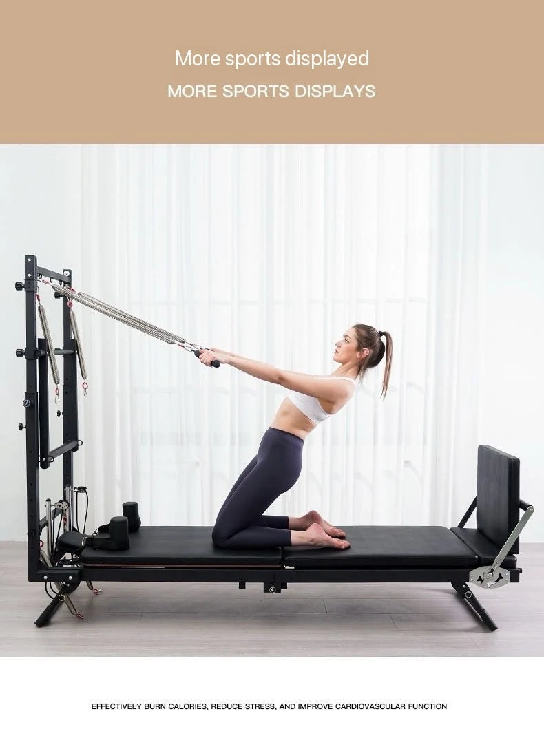 Foldable Pilates Reformer Bed – Aluminum Alloy & Stainless Steel, 440 lb Capacity, CE/SGS Certified, Home & Studio