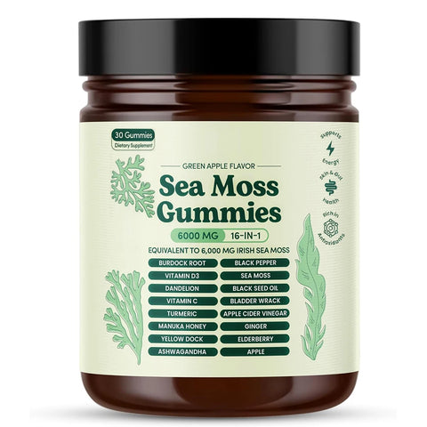Sea Moss Gummies 16-in-1 – Ashwagandha, Black Seed Oil, Turmeric, Bladderwrack & Vitamin C D3 for Immune & Gut Health