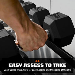 Rubber Hex Dumbbell Set with 3-Tier Rack | 5–35 LB | 280 LBS Home Gym Set