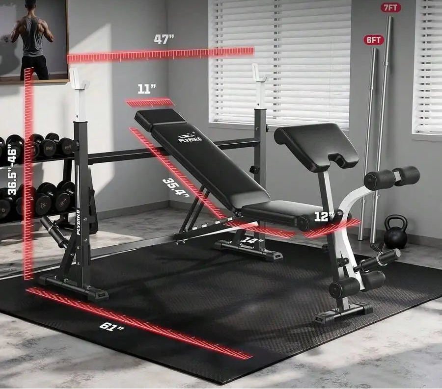 Adjustable Weight Bench with Bench Press Rack, Leg Extension & Curl – Home Gym | Cipher Athletics