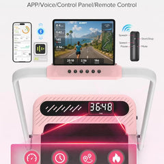 Foldable Walking Treadmill with Incline, 350 LBS Capacity, Under Desk Treadmill with Handle Bar, Portable Home Treadmill with Wide Belt, LED Display, App & Remote Control