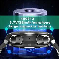 T92 2-in-1 Smart Watch with Built-In TWS Earbuds | Bluetooth Call, Heart Rate, Fitness Tracker & MP3