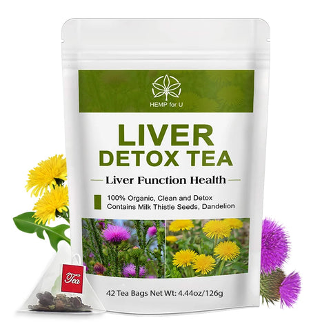 Liver Detox Tea – Milk Thistle & Dandelion Root Herbal Tea for Liver Cleanse, Repair & Digestive Support, 42-Day Supply