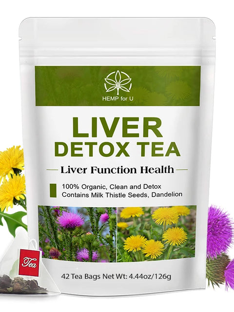 Liver Detox Tea – Milk Thistle & Dandelion Root Herbal Tea for Liver Cleanse, Repair & Digestive Support, 42-Day Supply