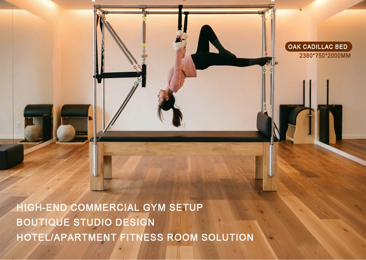Wood Pilates Reformer – Commercial Studio Grade, CE/ISO Certified, Custom Logo, Gym & Pilates Studio Machine