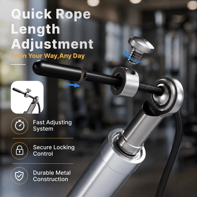 Professional Jump Rope with Ball Bearings | Aluminum Alloy Handles & Adjustable Steel Cable