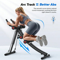 Foldable AB Trainer Machine – Adjustable Ergonomic Arc Track Ab Workout Equipment for Home Gym Full Body Exercise