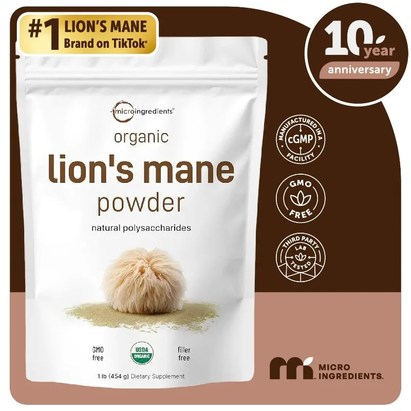 Organic Lion's Mane Mushroom Powder – 151 Servings, Full-Spectrum for Focus, Memory & Immune Support