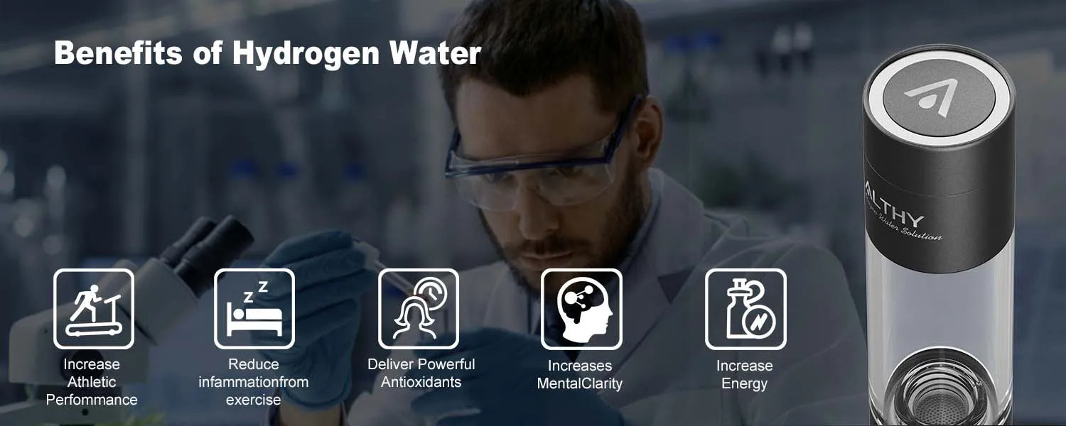Performance Molecular Hydrogen Water Generator Bottle DuPont SPE&PEM Dual Chamber lonizer + Charging&Time Display