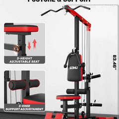 Lat Pulldown Machine – 3-in-1 Cable Machine with AB Crunch, Seated Row & Pulley Tower, 730 lb Capacity Home Gym