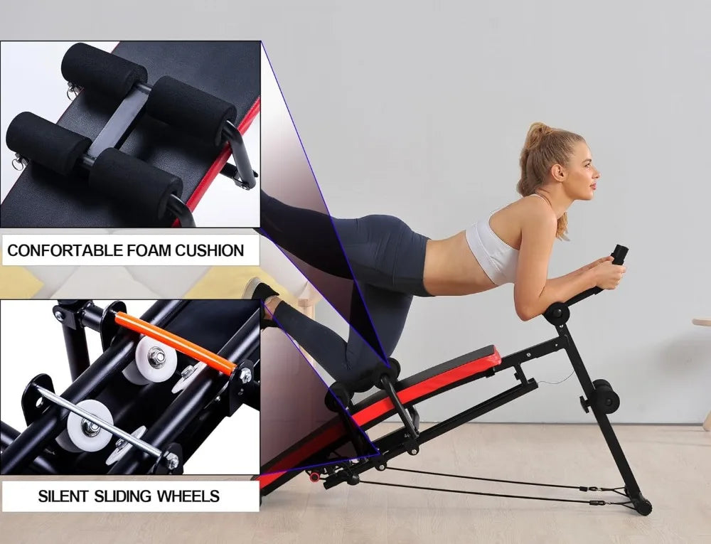 Foldable Multi-Function Sit-Up Bench with Resistance Bands