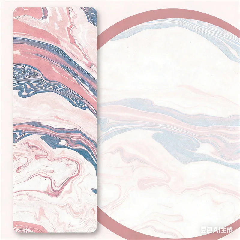 Suede Printed Natural Rubber Yoga Mat | 1.5mm Ultra-Thin, Non-Slip & Foldable for Travel & Studio