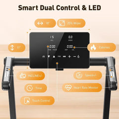 4.5 HP Adjustable Treadmill with Auto Incline, 12 HIIT Programs, 18 LED Touchscreen, Smart App Connectivity, Heart Rate Monitori