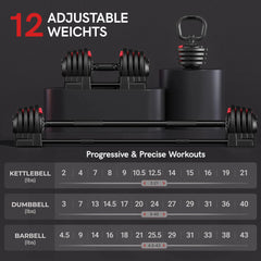 KERDOM 1-Sec Fast Adjustable Dumbbell 1pc