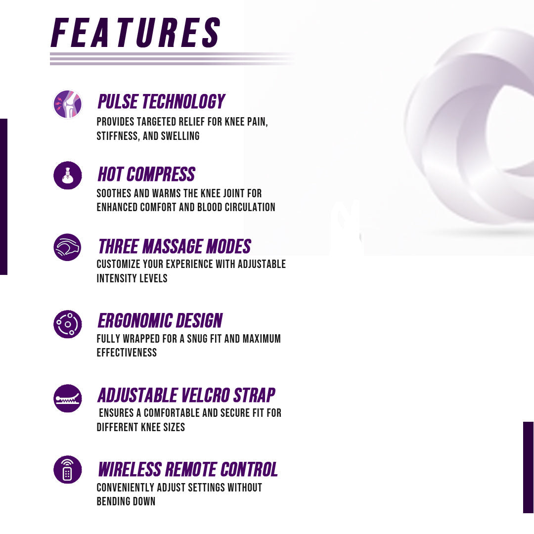 Smart Knee Massager – Wireless Heat & Vibration Therapy for Pain Relief and Recovery