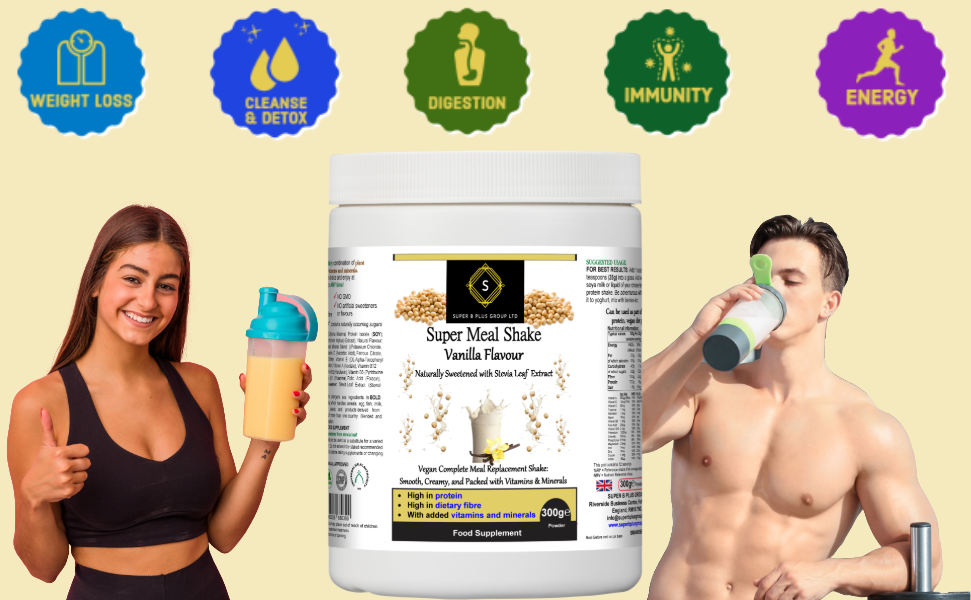 Super Meal Shake Vanilla – Vegan High Protein Meal Replacement with Vitamins & Fibre