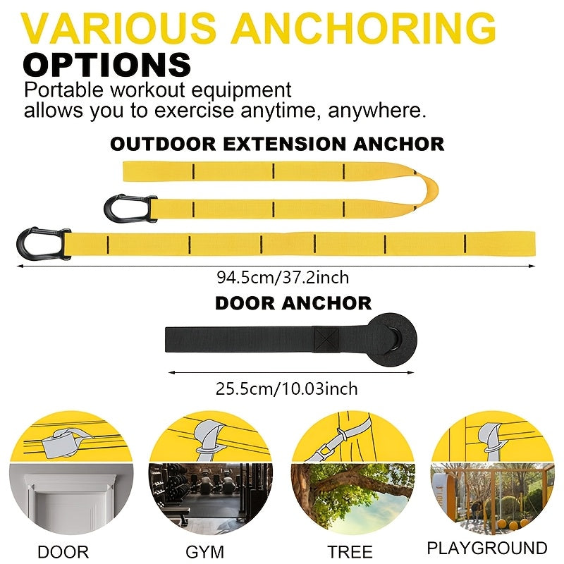 Portable Suspension Resistance Training Kit – Full Body Workout Straps with Bands & Door Anchor