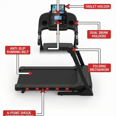 Electric Folding Treadmill – 18KM/H Home Gym Running Machine with Speakers